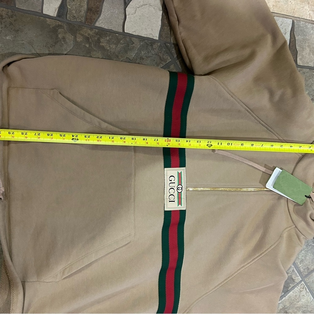Men's Gucci web striped half zip cotton hoodie size XXL made in Italy NWT - Picture 9 of 10